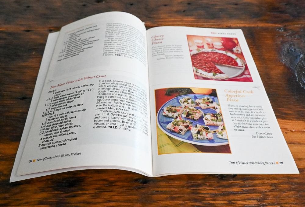 inside of Taste of Home Prize recipes cookbook