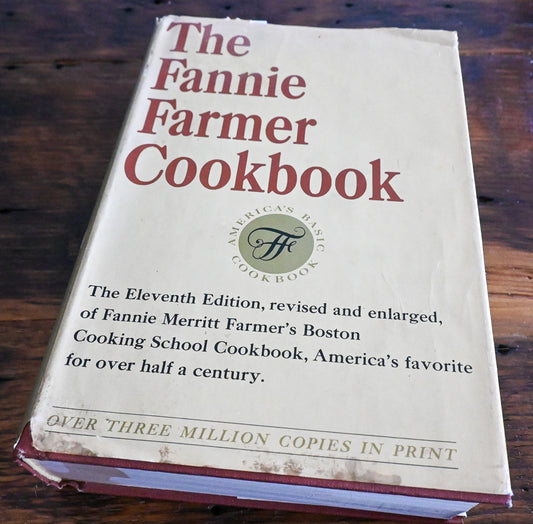 tan bookjacket cover of The Fannie Farmer Cookbook 1965