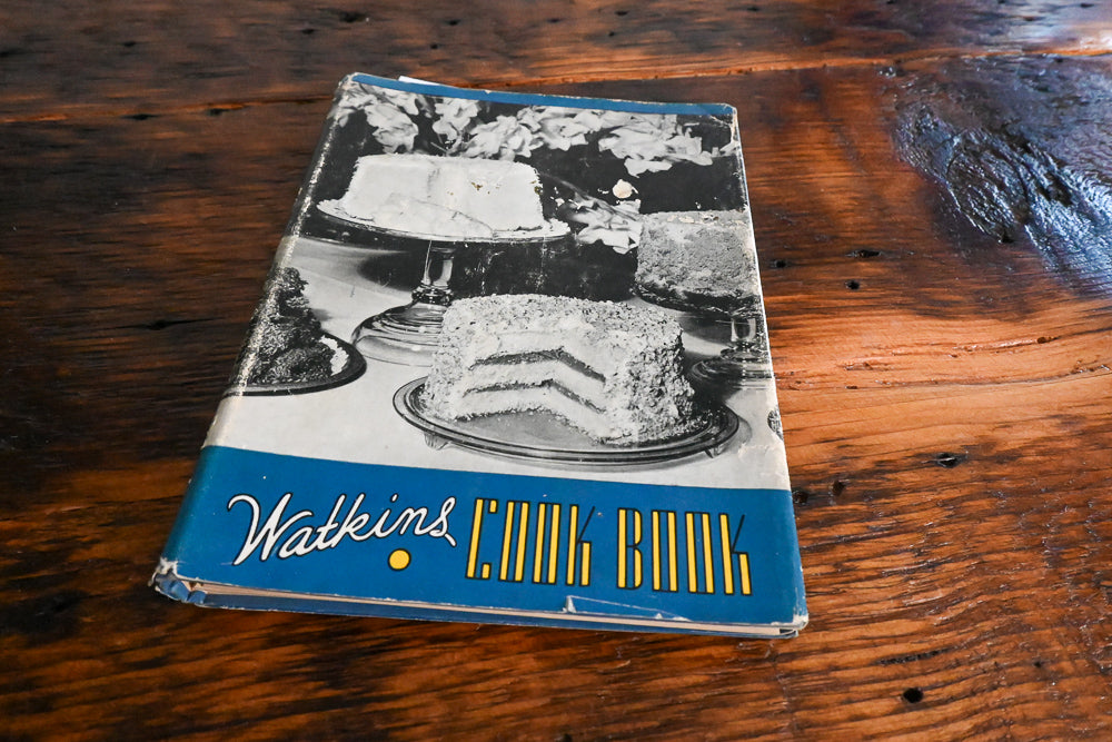Blue cover of Watkins cookbook
