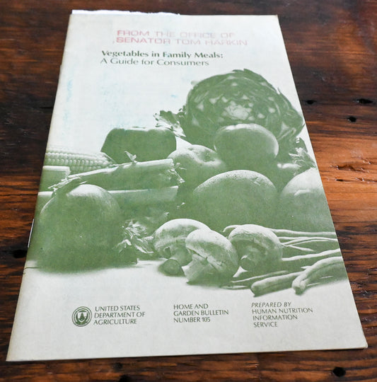 green printed cover of Vegetables in Family Meals booklet