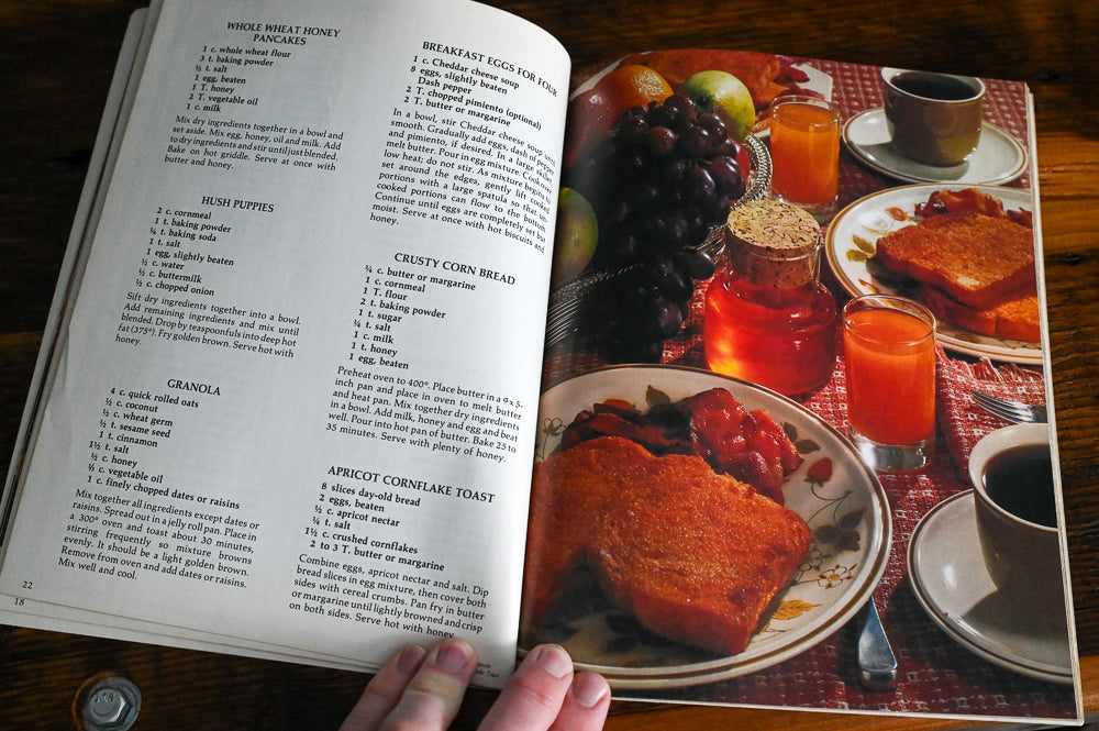 From Mama's Honey Jar cookbook, breakfast spread on table