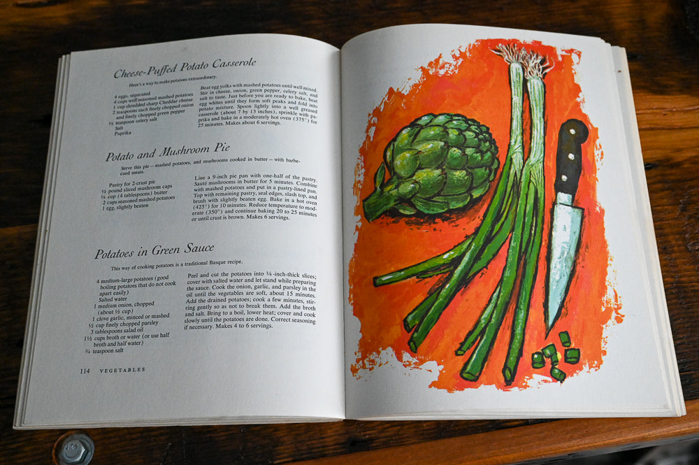 Sunset cookbook inside with colorful illustrations and recipes